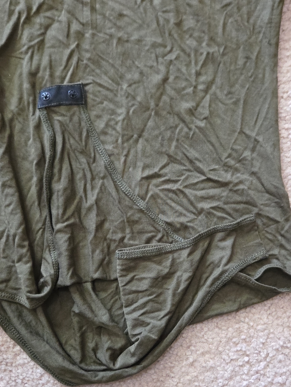 MangoPop Dark Olive Green Long Sleeve Mockneck Bodysuit Size Large Buttery Soft - Picture 5 of 7